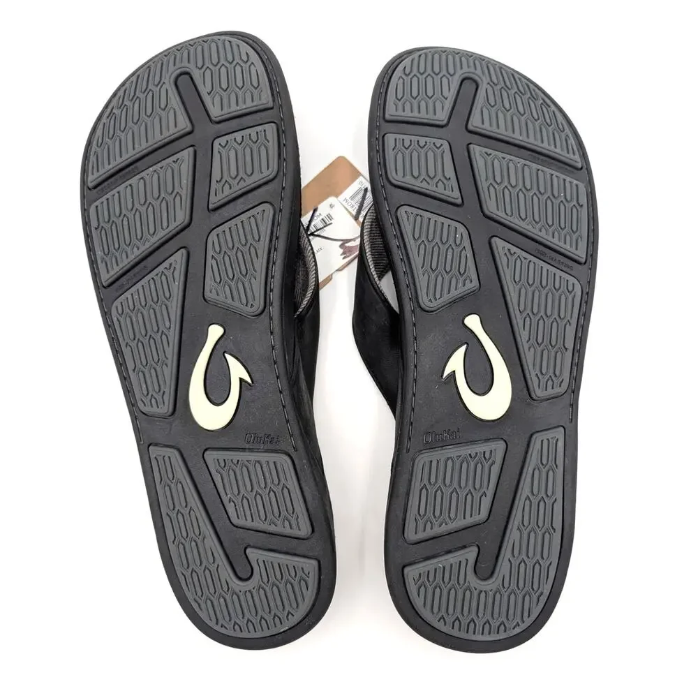 OluKai Tuahine Waterproof Flip Flop Sandals Open Toe Men's Black Size USM13 EU46